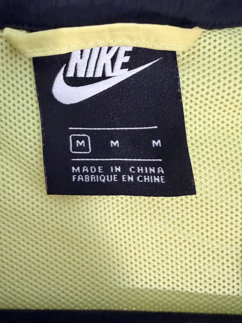 Nike Sportswear Neon Yellow Black Logo Tape Windbreaker Jacket Size M